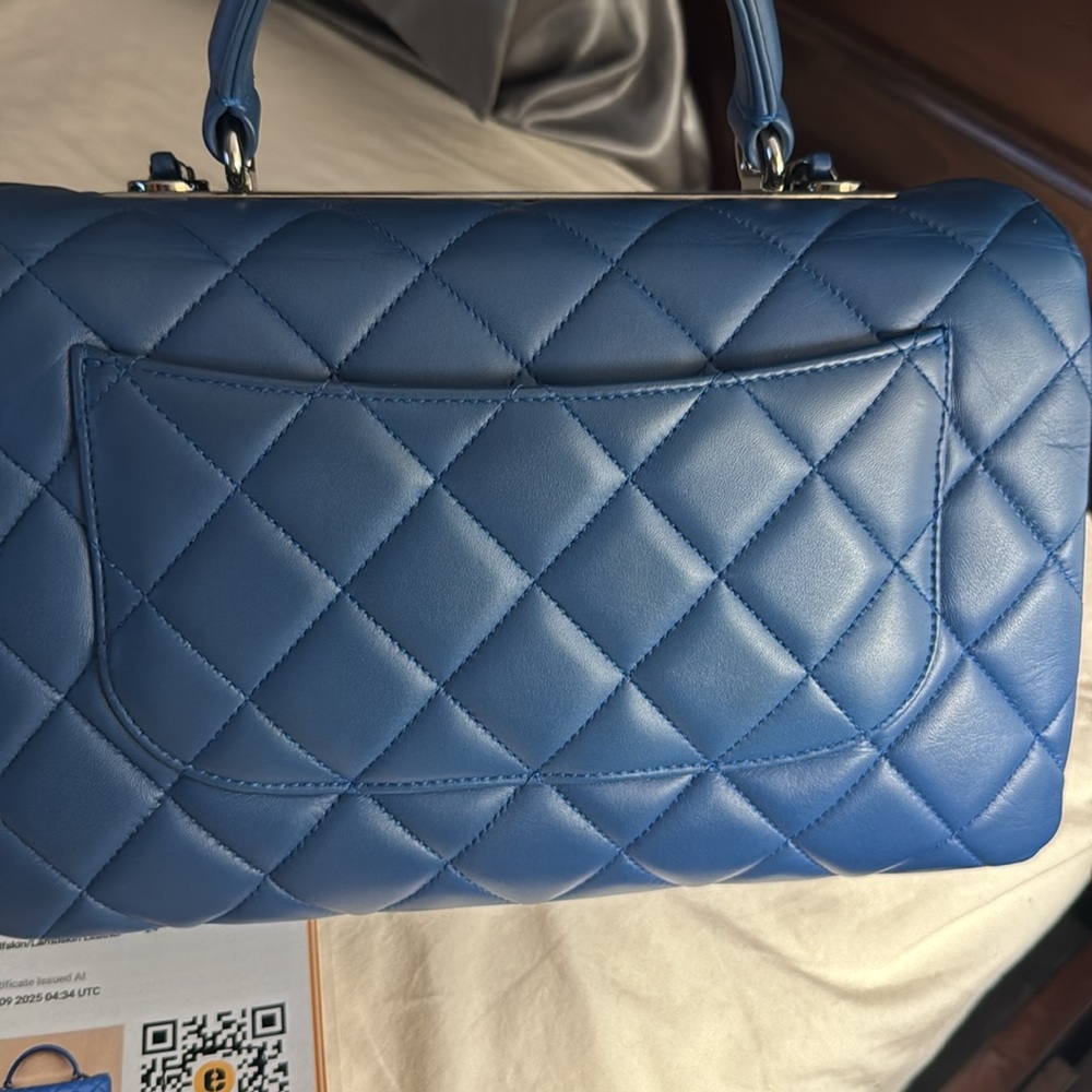 Chanel Blue Quilted Shoulder Bag with Chain Strap - Picture 14 of 17